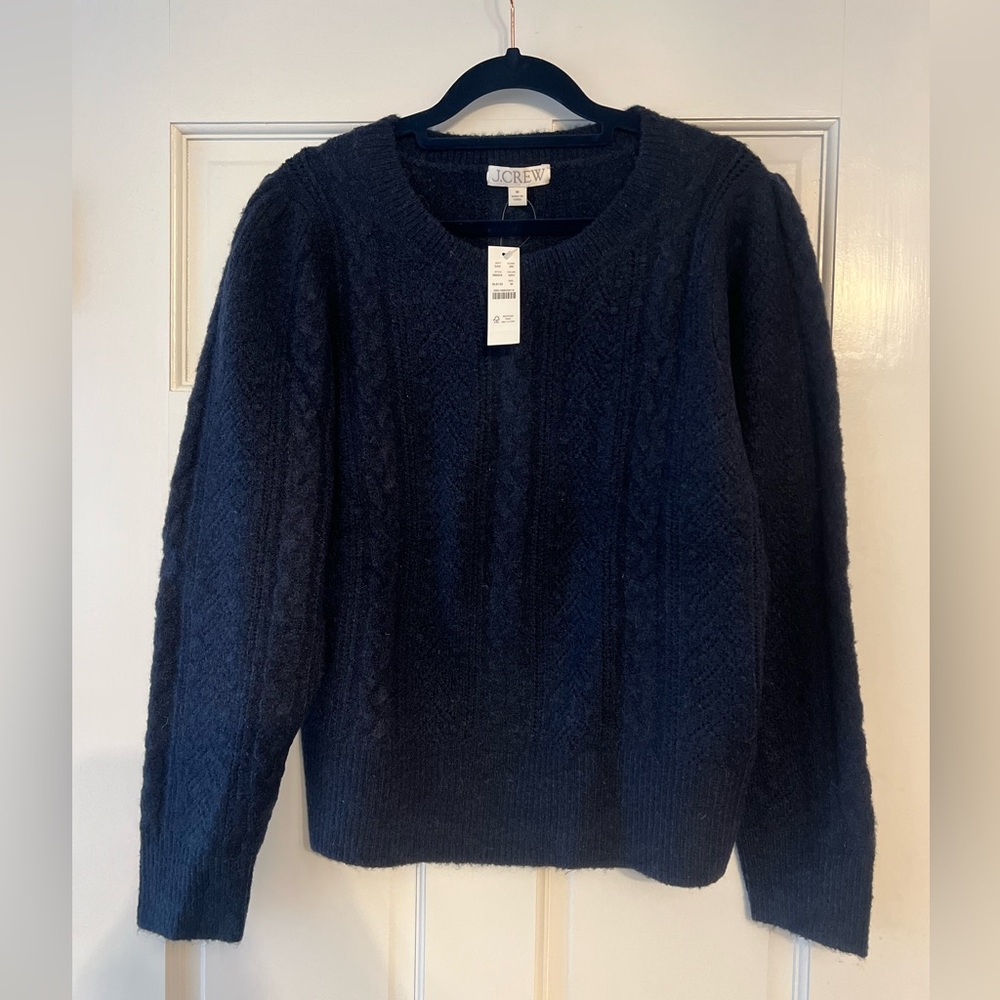 NWT J.Crew Pointelle Cable-Knit Crewneck Sweater